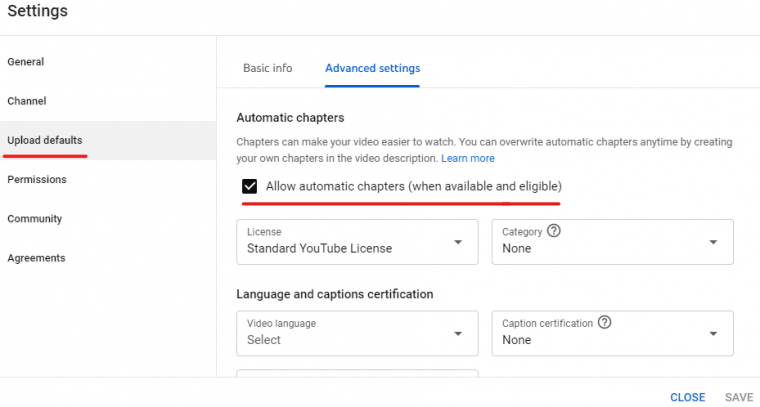 automatic chapters in YouTube studio